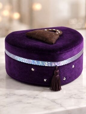Purple Velvet Trinket / Jewelry Box with Tassel And Purse NWOT